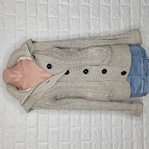 CI SONO by CAVALINI Chunky Crochet Sherpa Lined Zip Up and Button Jacket…